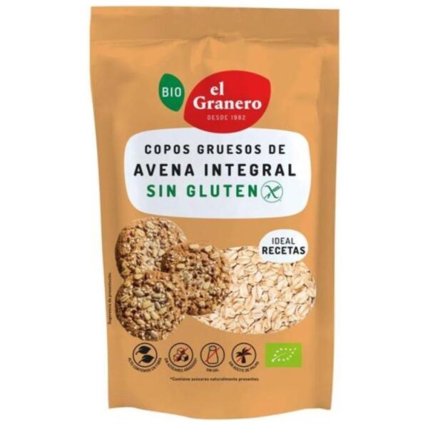 Copos Fino de Avena Integral Sin Gluten Bio - El Granero - 500 gramos