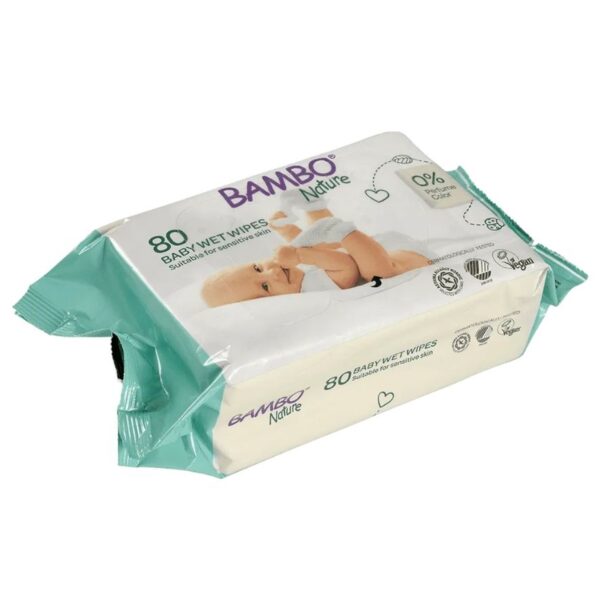 Toallitas humedas desechables para Bebé - Bambo - 80 unidades