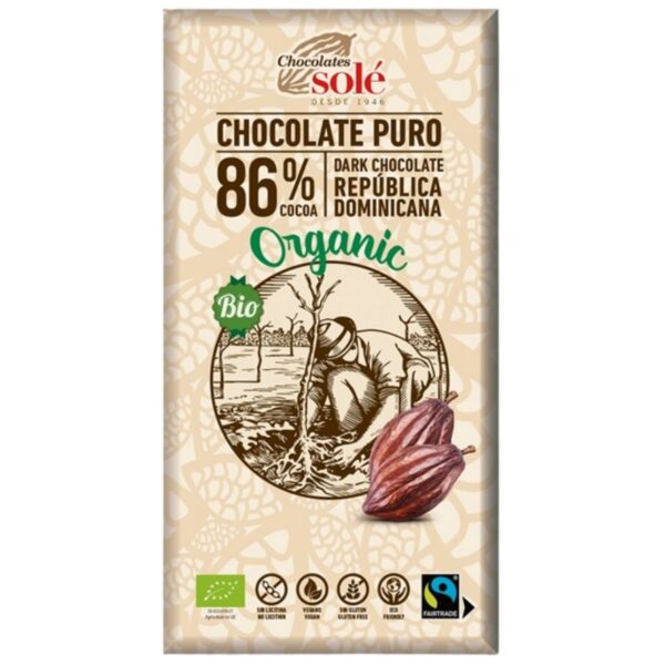 Chocolate Negro 86 Bio Sin Gluten - Chocolates Sole - 100 gramos